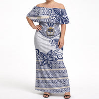 Fiji Queen Victoria School Personalised Off Shoulder Maxi Dress QVS 120 Years Queen Victoria Alumni Legacy LT9 Women White - Polynesian Pride