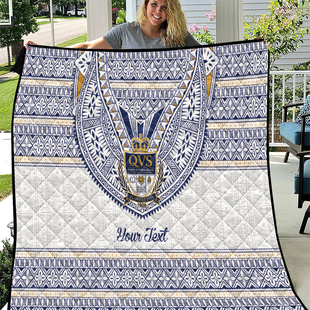 Fiji Queen Victoria School Personalised Quilt QVS 120 Years Queen Victoria Alumni Legacy LT9 White - Polynesian Pride
