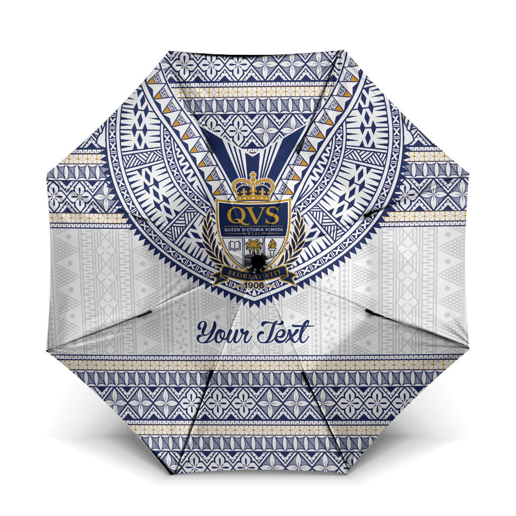 Fiji Queen Victoria School Personalised Umbrella QVS 120 Years Queen Victoria Alumni Legacy LT9 One Size Folded 11.42 inch Opened Diameter 37.4 inch White - Polynesian Pride