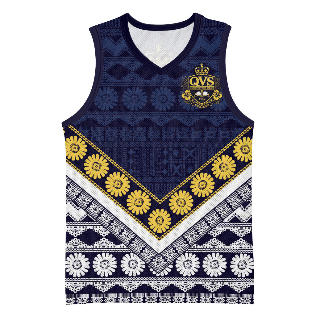 Fiji Queen Victoria School Basketball Jersey QVS 1906 Generational School Legacy LT9 Unisex Blue - Polynesian Pride