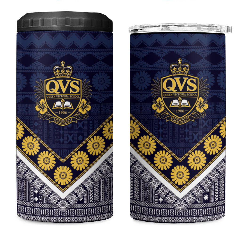 Fiji Queen Victoria School 4 in 1 Can Cooler Tumbler QVS 1906 Generational School Legacy LT9 One Size: 16 oz Blue - Polynesian Pride