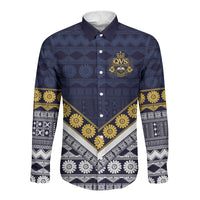 Fiji Queen Victoria School Long Sleeve Button Shirt QVS 1906 Generational School Legacy LT9 Unisex Blue - Polynesian Pride