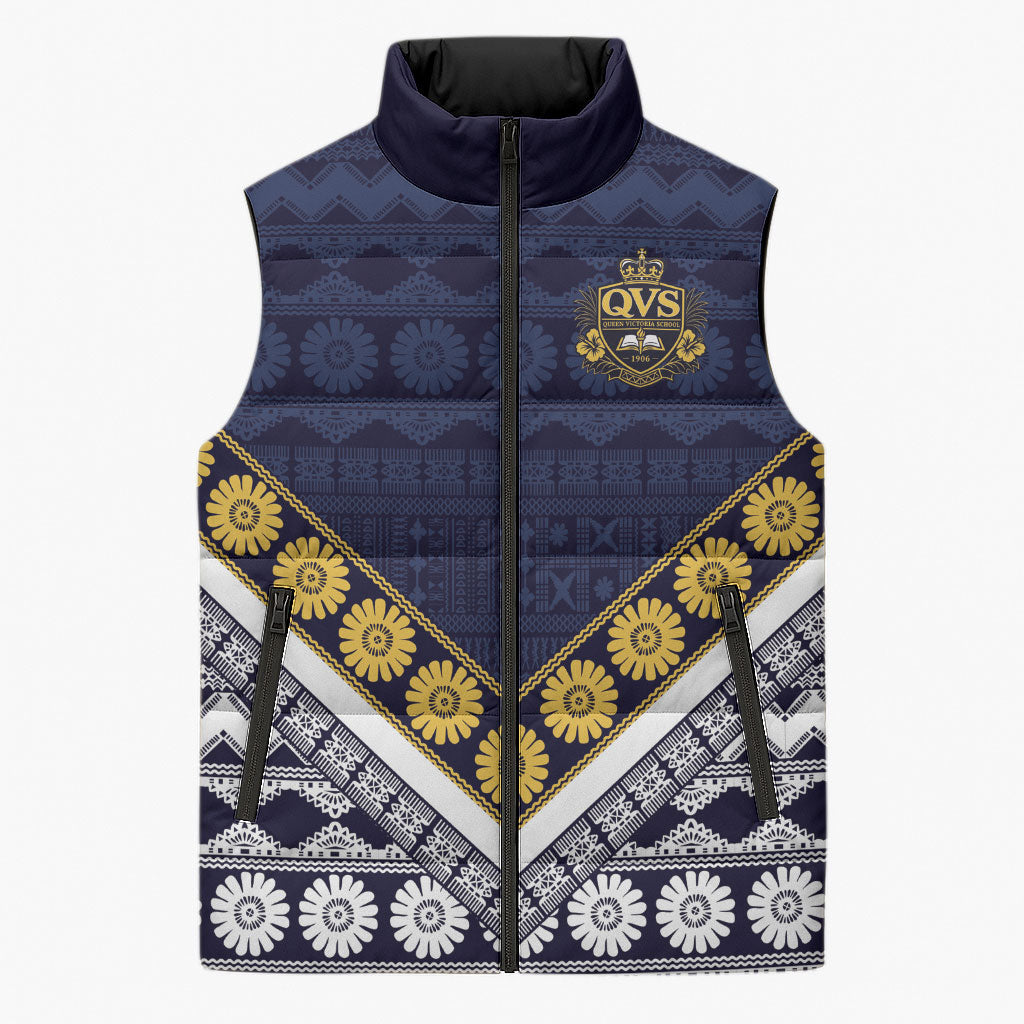 Fiji Queen Victoria School Sleeveless Puffer Jacket QVS 1906 Generational School Legacy LT9 Unisex Blue - Polynesian Pride