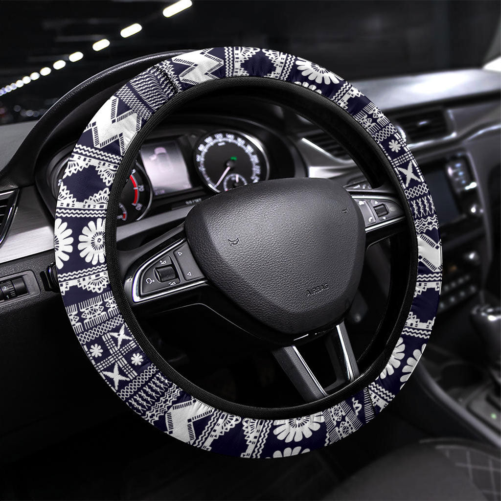 Fiji Queen Victoria School Steering Wheel Cover QVS 1906 Generational School Legacy LT9 Universal Fit Blue - Polynesian Pride