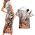 Beauty and The Warrior Polynesian Valentine Couples Matching Short Sleeve Bodycon Dress and Hawaiian Shirt Hibiscus FLowers Orange Style LT9 - Polynesian Pride