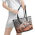 Beauty and The Warrior Polynesian Valentine Leather Tote Bag Hibiscus FLowers Orange Style LT9 - Polynesian Pride