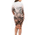 Beauty and The Warrior Polynesian Valentine Long Sleeve Bodycon Dress Hibiscus FLowers Orange Style LT9 - Polynesian Pride