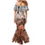 Beauty and The Warrior Polynesian Valentine Mermaid Dress Hibiscus FLowers Orange Style LT9 - Polynesian Pride