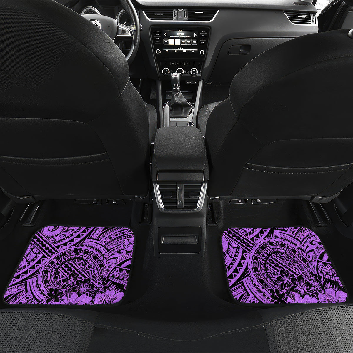 Beauty and The Warrior Polynesian Valentine Car Mats Hibiscus FLowers Purple Style LT9 - Polynesian Pride