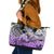 Beauty and The Warrior Polynesian Valentine Leather Tote Bag Hibiscus FLowers Purple Style LT9 Purple - Polynesian Pride