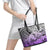 Beauty and The Warrior Polynesian Valentine Leather Tote Bag Hibiscus FLowers Purple Style LT9 - Polynesian Pride