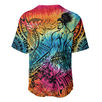 Beauty and The Warrior Polynesian Valentine Baseball Jersey Hibiscus FLowers Rainbow Style LT9 - Polynesian Pride