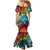 Beauty and The Warrior Polynesian Valentine Family Matching Mermaid Dress and Hawaiian Shirt Hibiscus FLowers Rainbow Style LT9 - Polynesian Pride