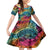 Beauty and The Warrior Polynesian Valentine Family Matching Off Shoulder Short Dress and Hawaiian Shirt Hibiscus FLowers Rainbow Style LT9 Daughter's Dress Rainbow - Polynesian Pride