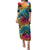 Beauty and The Warrior Polynesian Valentine Family Matching Puletasi Dress and Hawaiian Shirt Hibiscus FLowers Rainbow Style LT9 Mom's Dress Rainbow - Polynesian Pride