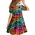 Beauty and The Warrior Polynesian Valentine Kid Short Sleeve Dress Hibiscus FLowers Rainbow Style LT9 - Polynesian Pride