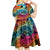 Beauty and The Warrior Polynesian Valentine Kid Short Sleeve Dress Hibiscus FLowers Rainbow Style LT9 - Polynesian Pride