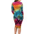 Beauty and The Warrior Polynesian Valentine Long Sleeve Bodycon Dress Hibiscus FLowers Rainbow Style LT9 - Polynesian Pride