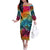 Beauty and The Warrior Polynesian Valentine Off The Shoulder Long Sleeve Dress Hibiscus FLowers Rainbow Style LT9 Women Rainbow - Polynesian Pride