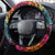 Beauty and The Warrior Polynesian Valentine Steering Wheel Cover Hibiscus FLowers Rainbow Style