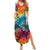 Beauty and The Warrior Polynesian Valentine Summer Maxi Dress Hibiscus FLowers Rainbow Style LT9 Women Rainbow - Polynesian Pride