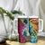 Beauty and The Warrior Polynesian Valentine Tumbler With Handle Hibiscus FLowers Rainbow Style