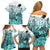 Beauty and The Warrior Polynesian Valentine Family Matching Off Shoulder Short Dress and Hawaiian Shirt Hibiscus FLowers Turquoise Style LT9 - Polynesian Pride