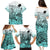 Beauty and The Warrior Polynesian Valentine Family Matching Puletasi Dress and Hawaiian Shirt Hibiscus FLowers Turquoise Style LT9 - Polynesian Pride