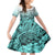 Beauty and The Warrior Polynesian Valentine Kid Short Sleeve Dress Hibiscus FLowers Turquoise Style LT9 KID Turquoise - Polynesian Pride