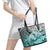 Beauty and The Warrior Polynesian Valentine Leather Tote Bag Hibiscus FLowers Turquoise Style LT9 - Polynesian Pride