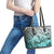 Beauty and The Warrior Polynesian Valentine Leather Tote Bag Hibiscus FLowers Turquoise Style LT9 - Polynesian Pride