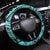 Beauty and The Warrior Polynesian Valentine Steering Wheel Cover Hibiscus FLowers Turquoise Style