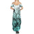 Beauty and The Warrior Polynesian Valentine Summer Maxi Dress Hibiscus FLowers Turquoise Style LT9 - Polynesian Pride