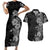 Hawaii Tropical Flowers Tribal Pattern Couples Matching Short Sleeve Bodycon Dress and Hawaiian Shirt Black Style LT9 Black - Polynesian Pride