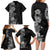 Hawaii Tropical Flowers Tribal Pattern Family Matching Long Sleeve Bodycon Dress and Hawaiian Shirt Black Style LT9 - Polynesian Pride