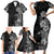 Hawaii Tropical Flowers Tribal Pattern Family Matching Short Sleeve Bodycon Dress and Hawaiian Shirt Black Style LT9 - Polynesian Pride