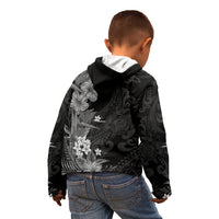 Hawaii Tropical Flowers Tribal Pattern Kid Hoodie Black Style LT9 - Polynesian Pride