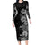 Hawaii Tropical Flowers Tribal Pattern Long Sleeve Bodycon Dress Black Style LT9 Long Dress Black - Polynesian Pride