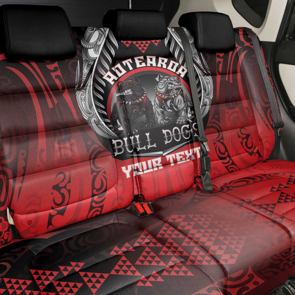 Aotearoa Bulldog Personalised Back Car Seat Cover Maori Kowhaiwhai Motif LT9 - Polynesian Pride