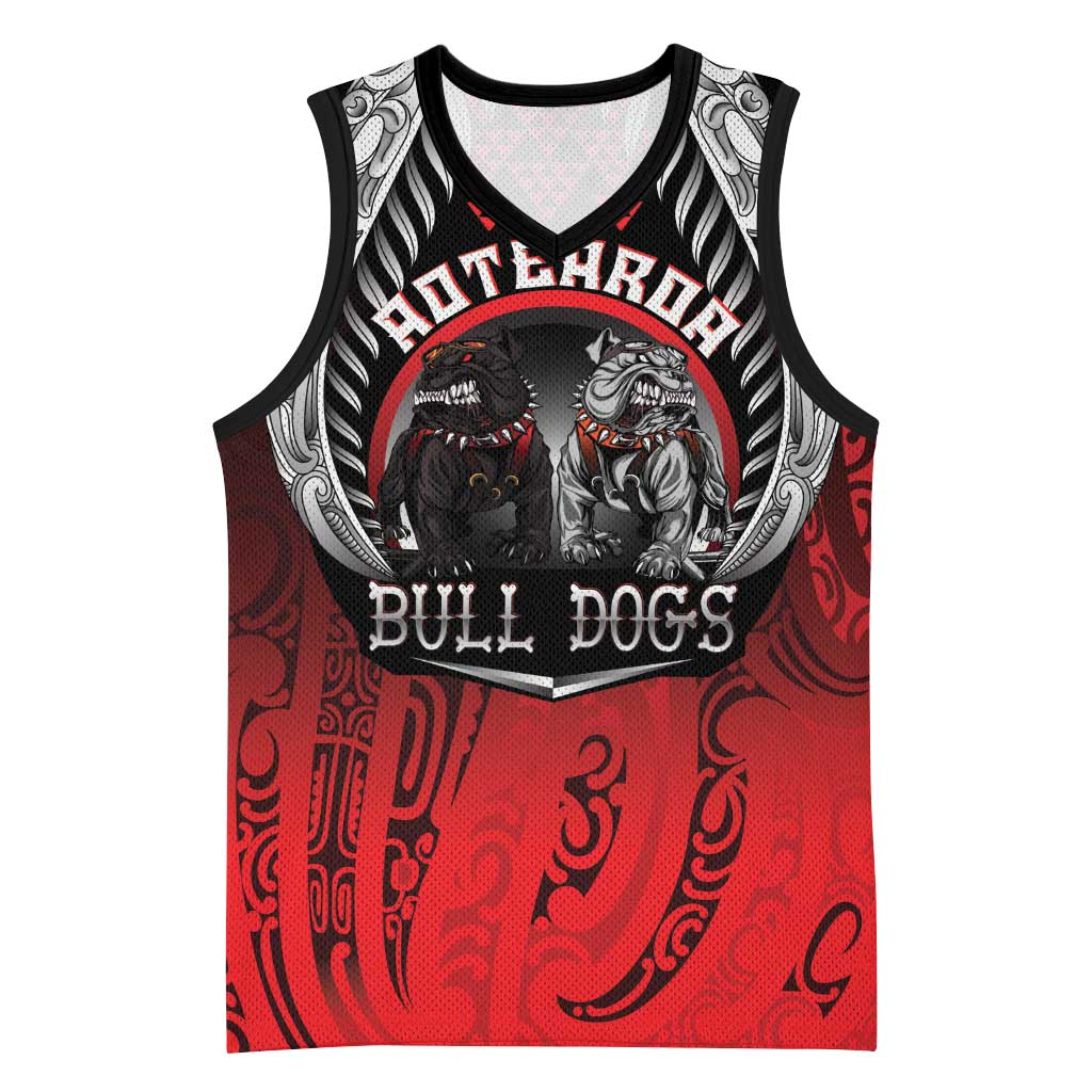 Aotearoa Bulldog Personalised Basketball Jersey Maori Kowhaiwhai Motif LT9 Unisex Red - Polynesian Pride