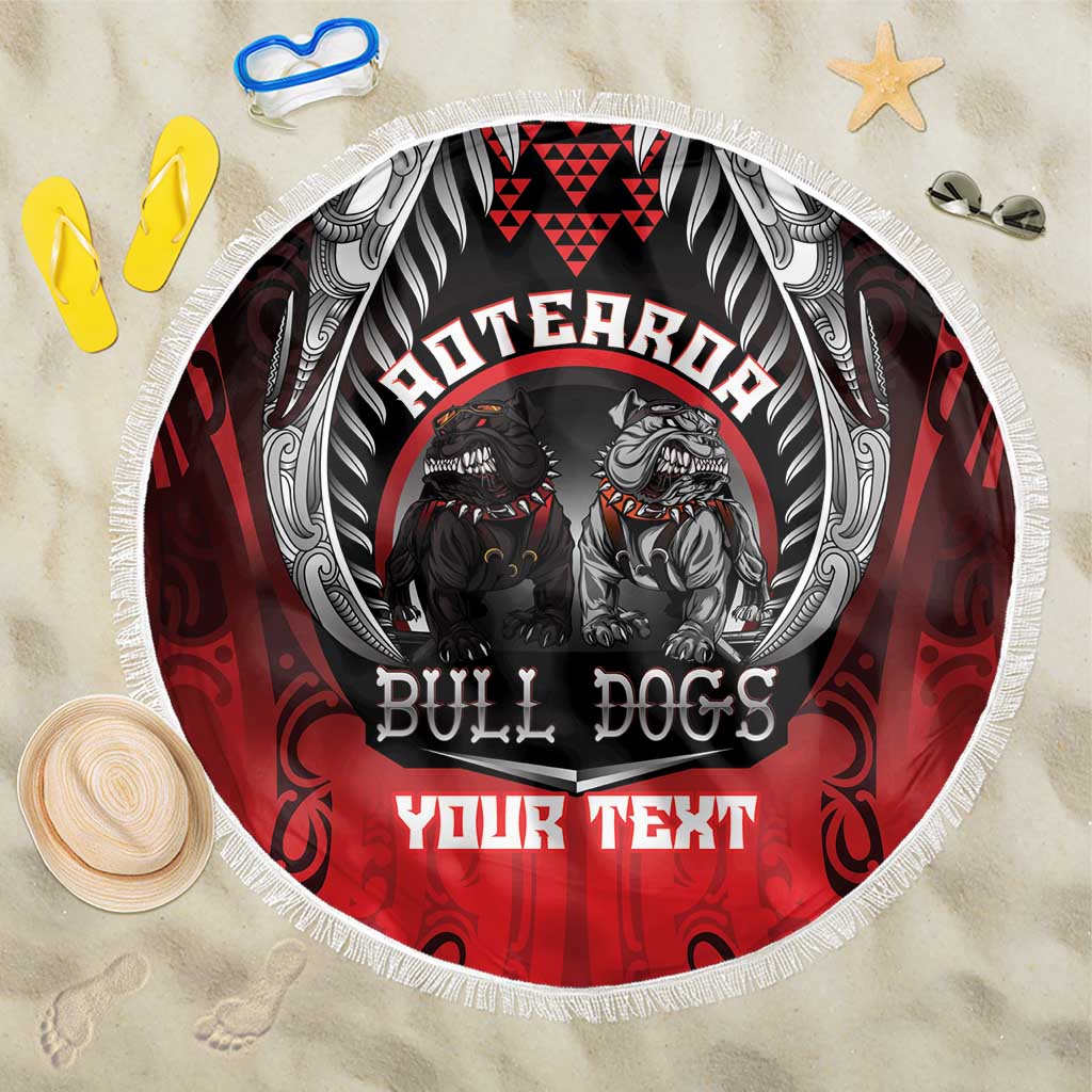 Aotearoa Bulldog Personalised Beach Blanket Maori Kowhaiwhai Motif LT9 One Size 150cm Red - Polynesian Pride