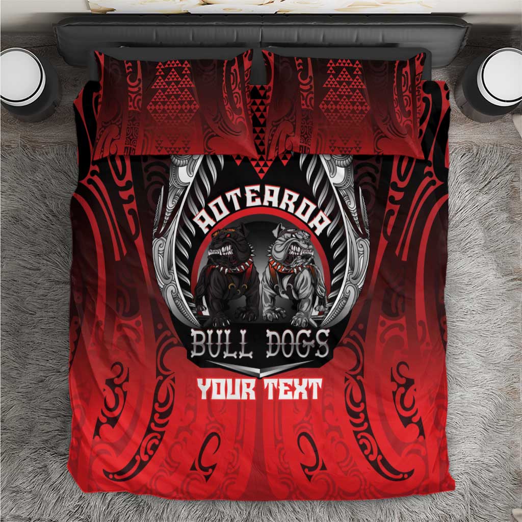 Aotearoa Bulldog Personalised Bedding Set Maori Kowhaiwhai Motif LT9 Red - Polynesian Pride