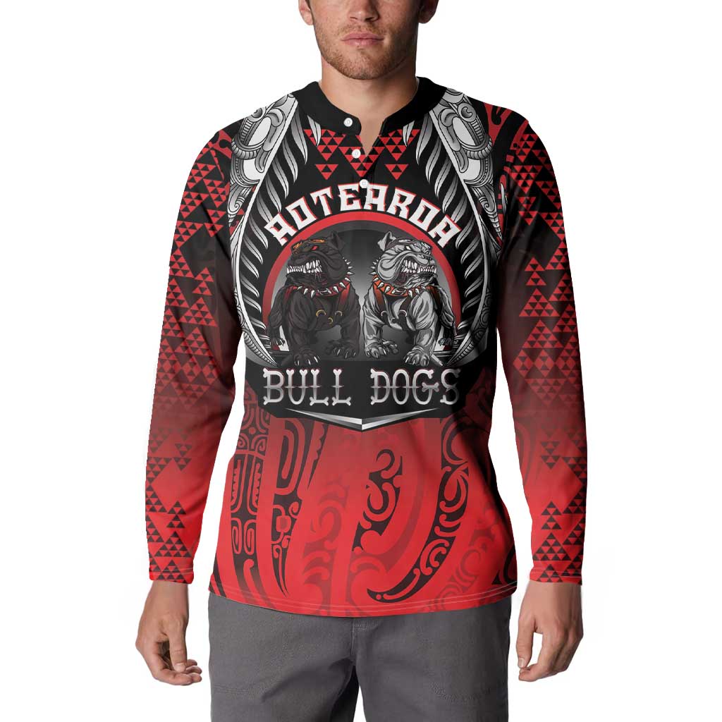 Aotearoa Bulldog Personalised Button Sweatshirt Maori Kowhaiwhai Motif LT9 - Polynesian Pride