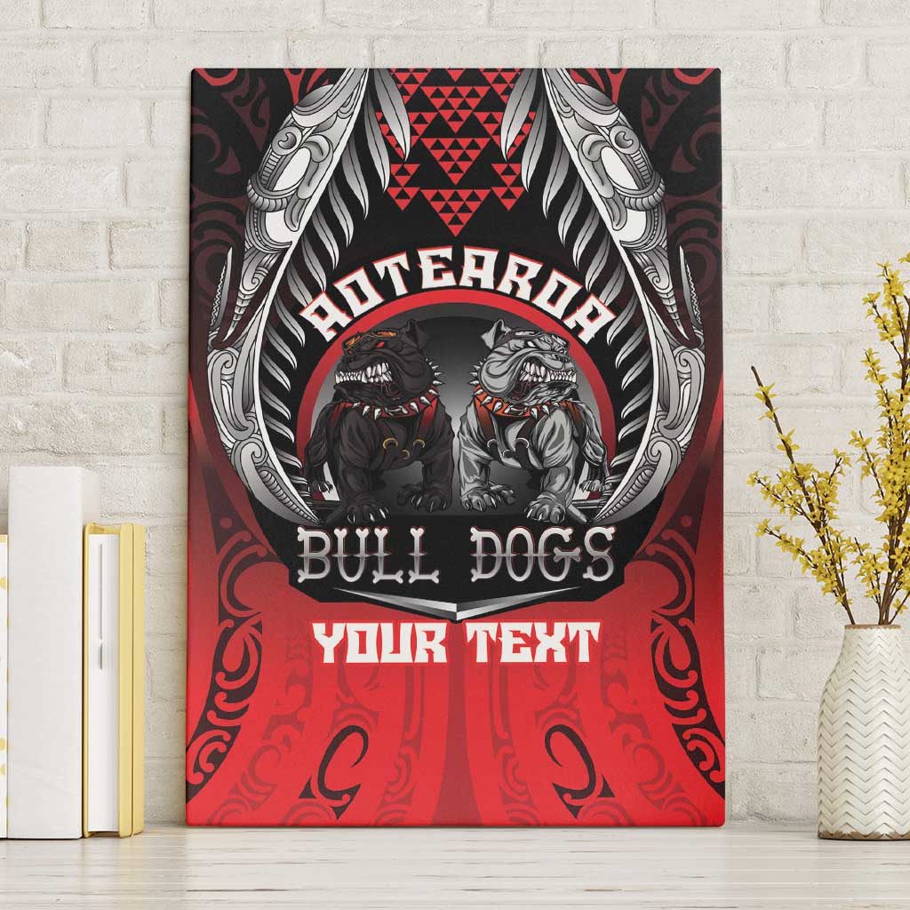 Aotearoa Bulldog Personalised Canvas Wall Art Maori Kowhaiwhai Motif LT9 Without Frame Red - Polynesian Pride