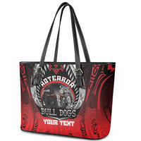 Aotearoa Bulldog Personalised Leather Tote Bag Maori Kowhaiwhai Motif LT9 - Polynesian Pride