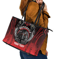 Aotearoa Bulldog Personalised Leather Tote Bag Maori Kowhaiwhai Motif LT9 - Polynesian Pride