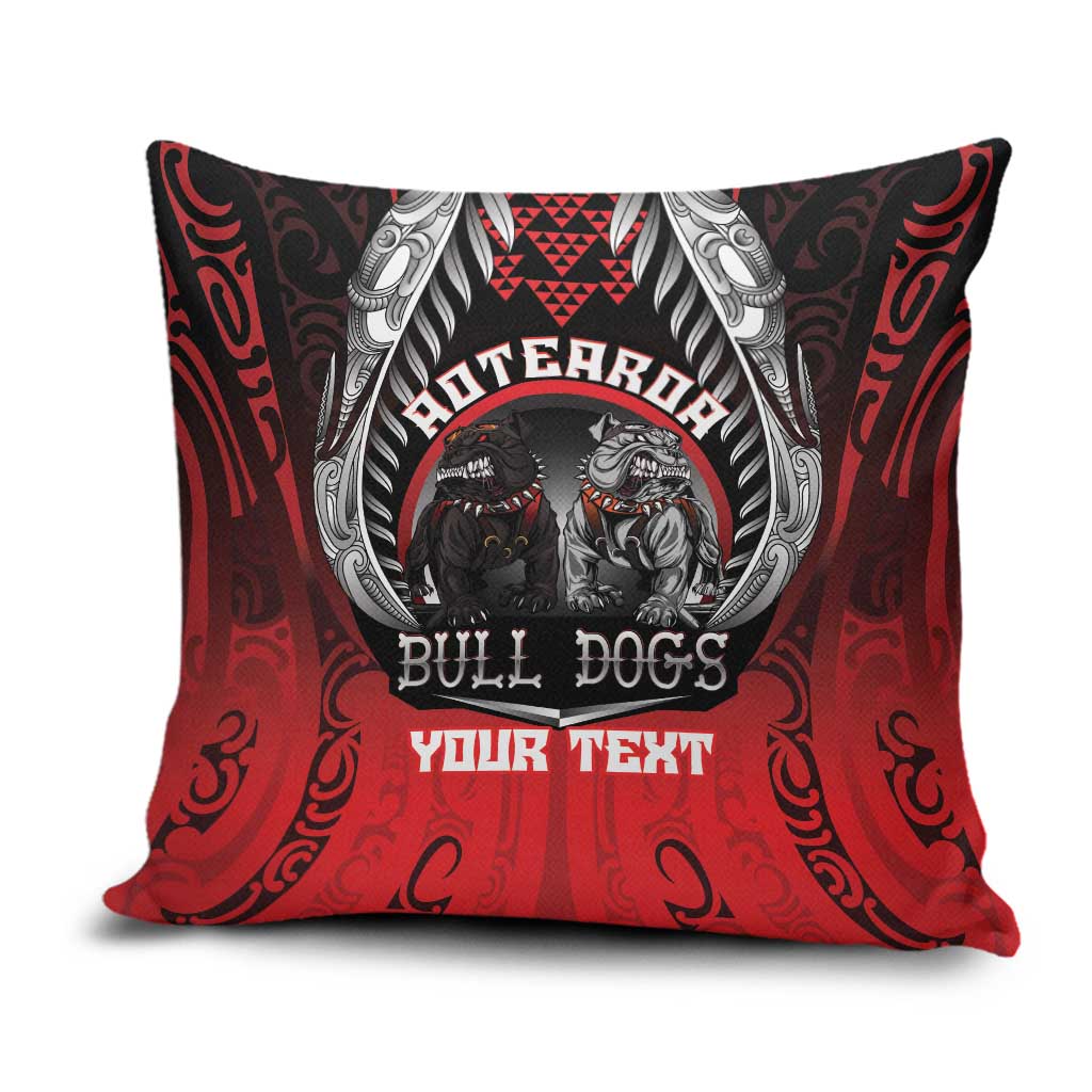 Aotearoa Bulldog Personalised Pillow Cover Maori Kowhaiwhai Motif LT9 Red - Polynesian Pride
