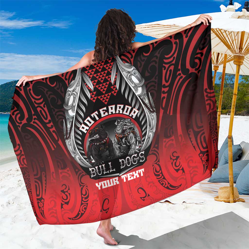Aotearoa Bulldog Personalised Sarong Maori Kowhaiwhai Motif LT9 One Size 44 x 66 inches Red - Polynesian Pride