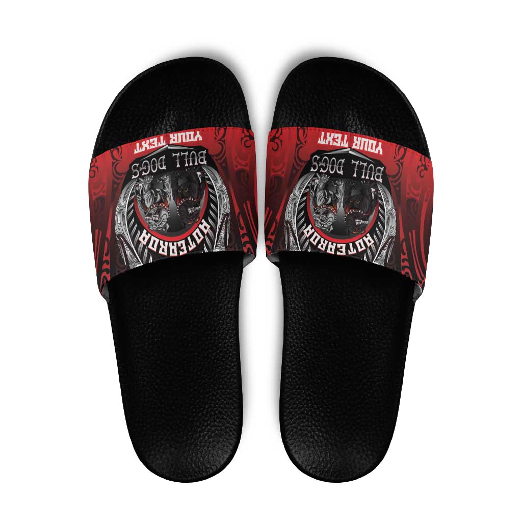 Aotearoa Bulldog Personalised Slide Sandals Maori Kowhaiwhai Motif LT9 Red - Polynesian Pride