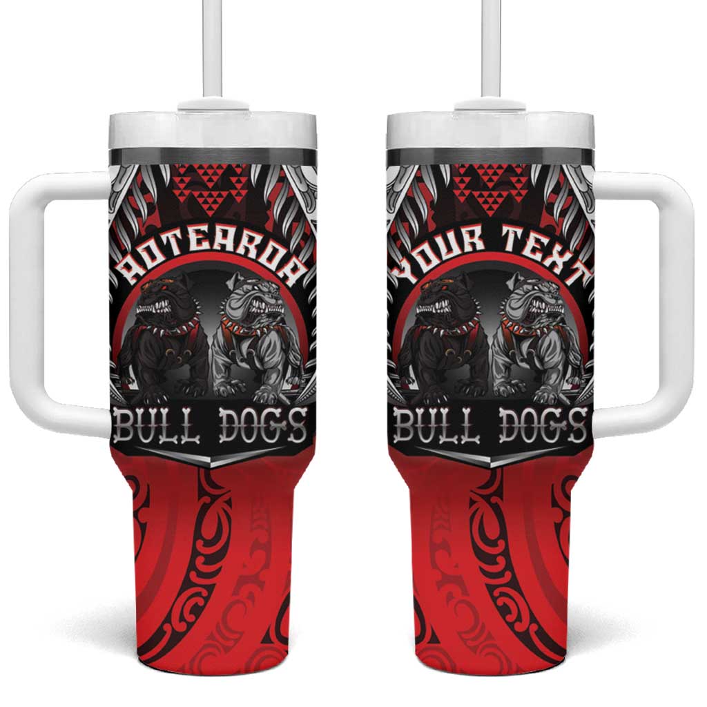 Aotearoa Bulldog Personalised Tumbler With Handle Maori Kowhaiwhai Motif LT9 One Size: 40 oz Red - Polynesian Pride